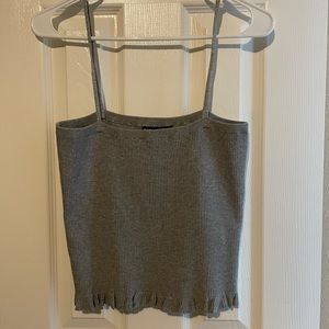 Gray Frill Trim Cami Knit top